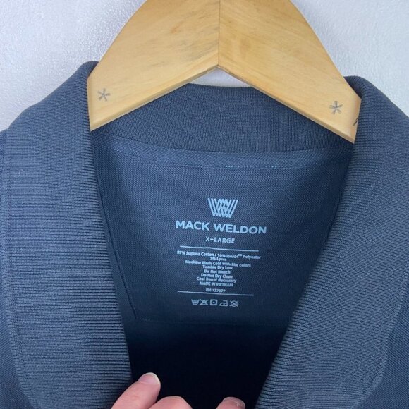 NEW Mack Weldon Silver Pique Polo Shirt True Black Size XL Short Sleeves Collar - Picture 2 of 8